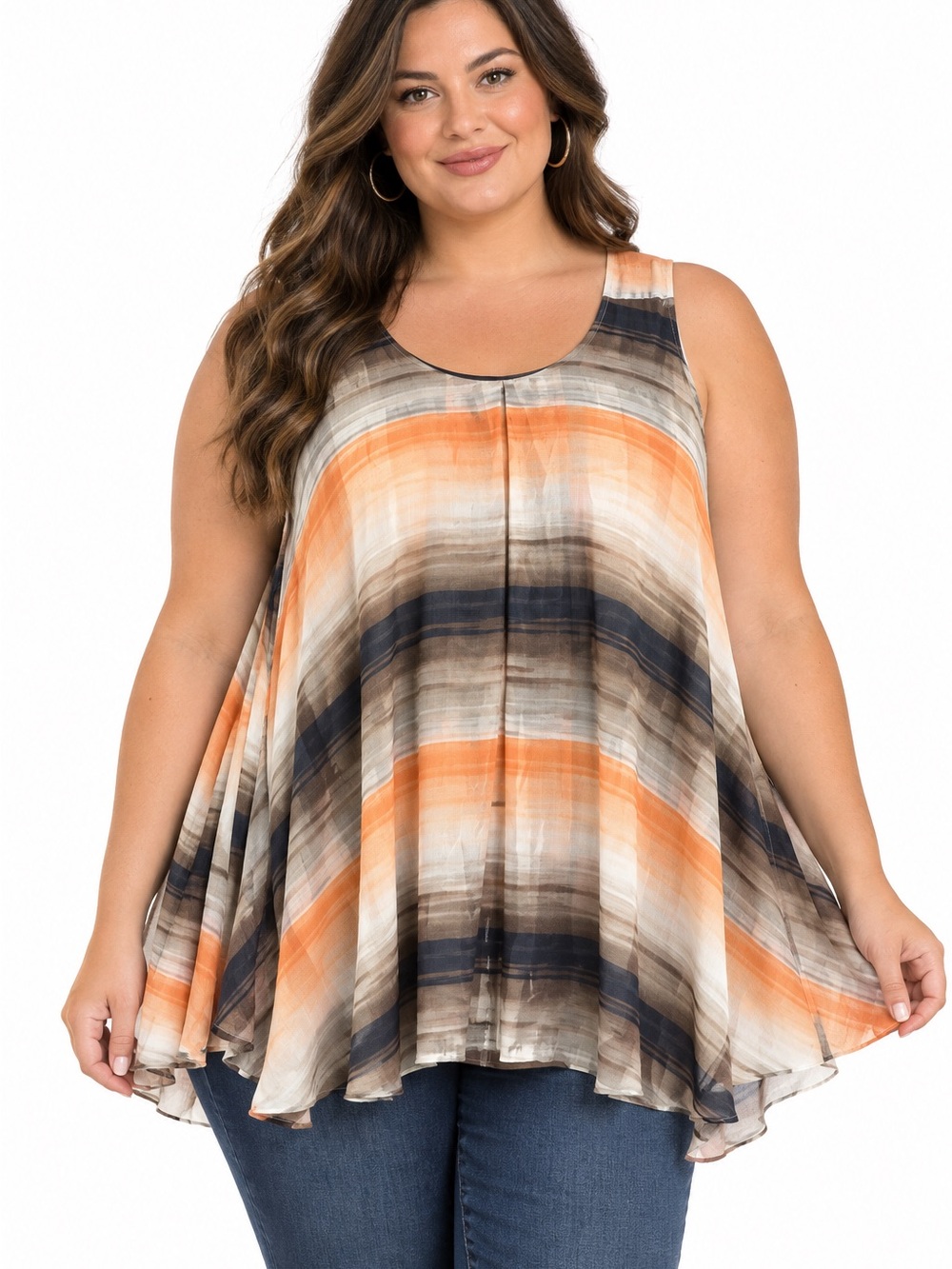 Roz & Ali Striped Swing Tank Top
